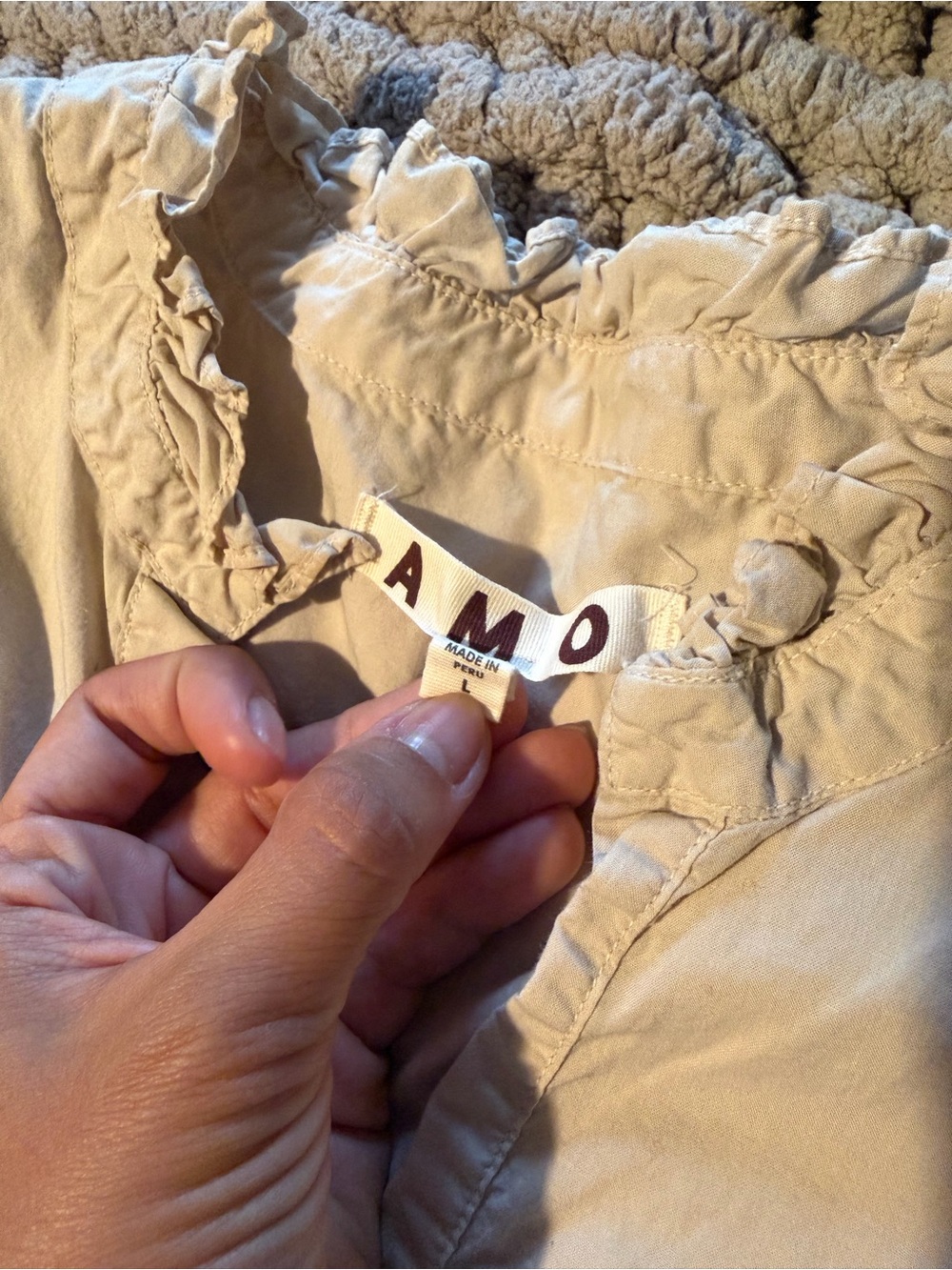 AMO Light Beige Casual Popover Shirt - Picture 5 of 7